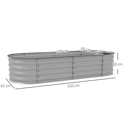 Metal Raised Bed, Planter Box, Vegetable Bed, DIY Planter with Open Bottom, Herb Bed for Garden, Balcony, Silver 150 x 62 x 30 cm