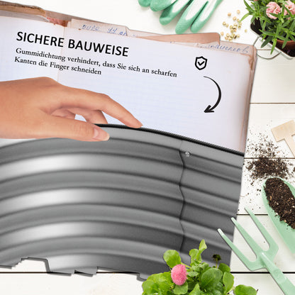 Metal Raised Bed, Planter Box, Vegetable Bed, DIY Planter with Open Bottom, Herb Bed for Garden, Balcony, Silver 150 x 62 x 30 cm