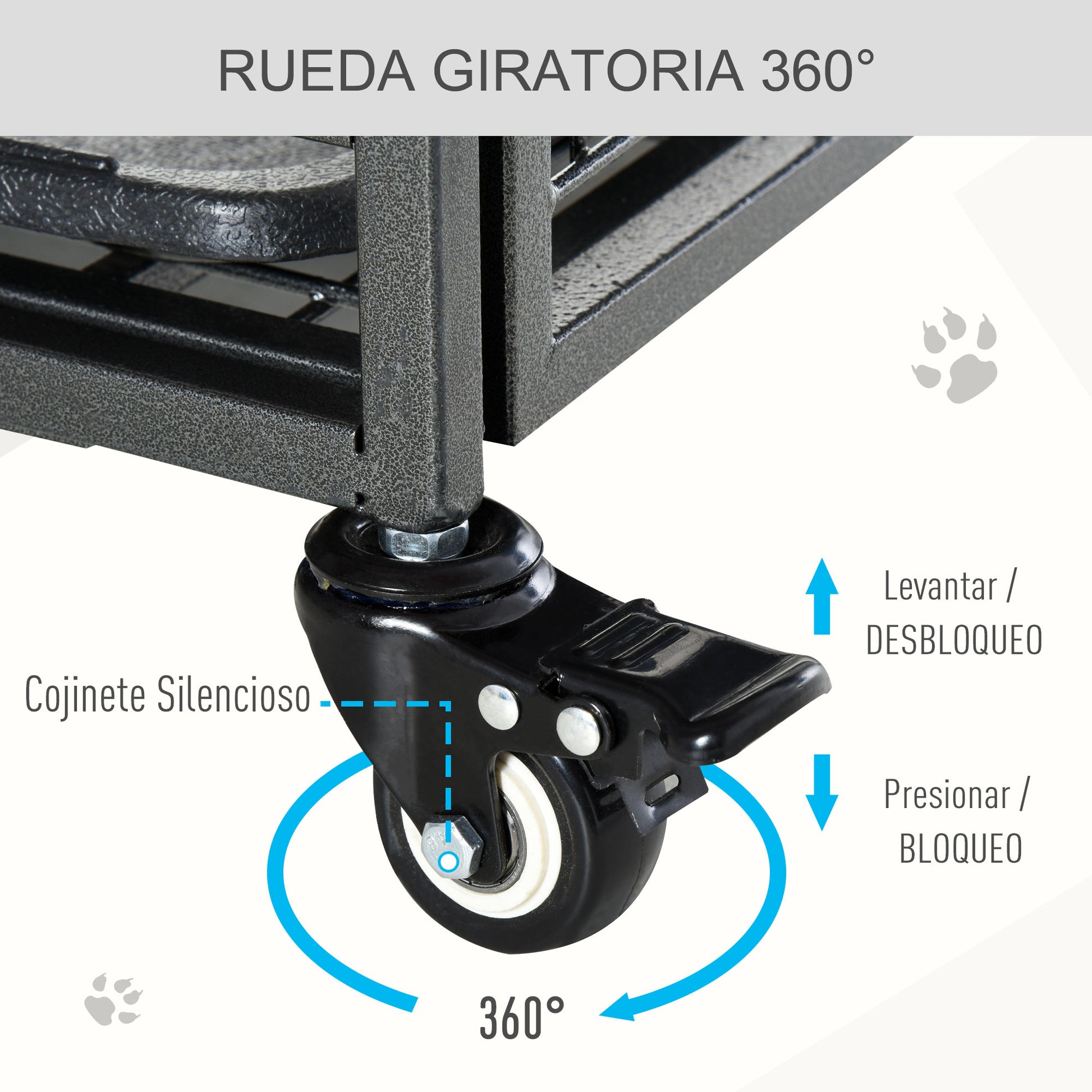 Folding Metal Dog Crate for Large Dogs 109.5x71x78 cm with Wheels and Brakes Removable Tray and Door with Latches for Golden Retriever Labrador Dark Gray