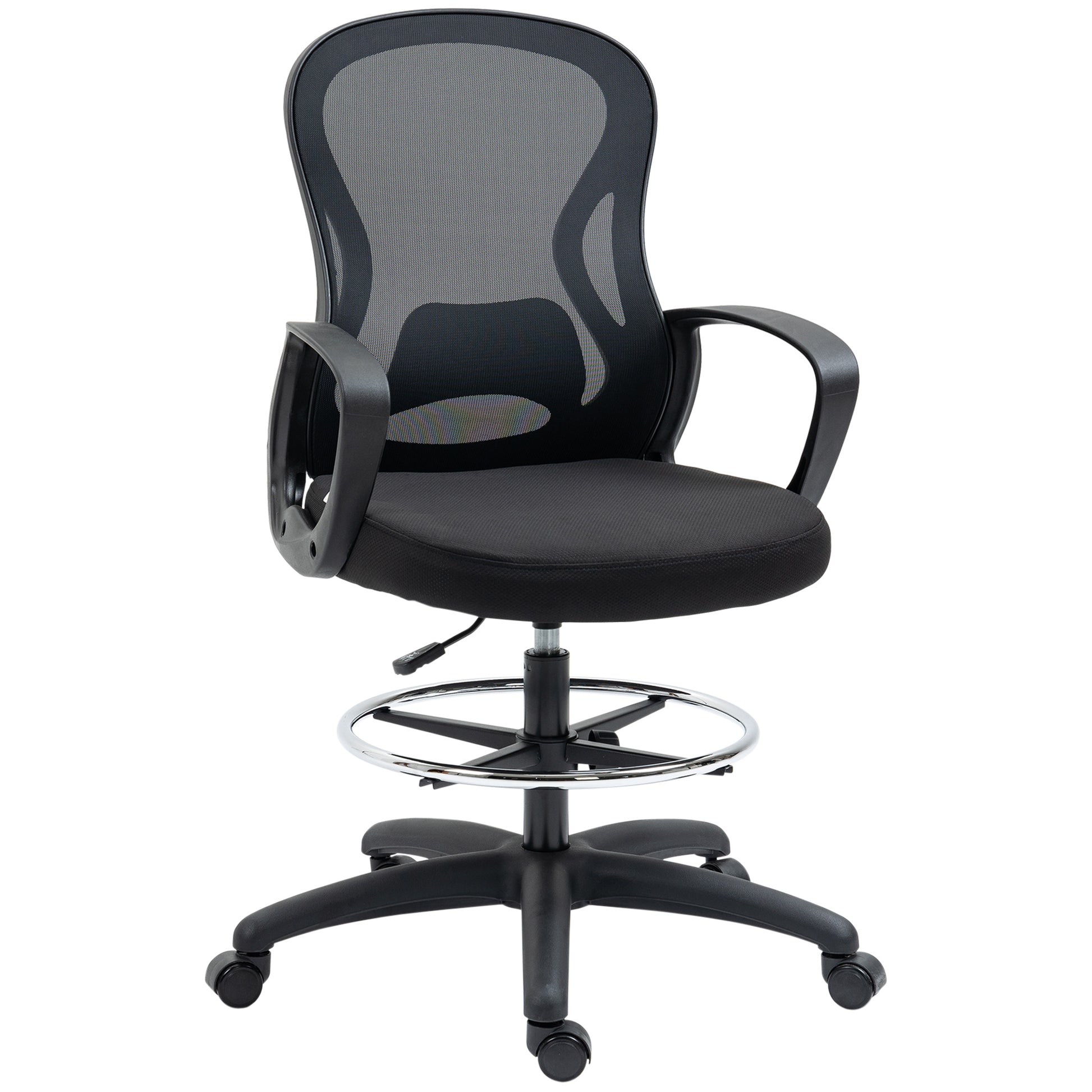 Office Chair High-Back Adjustable Office Chair Dimensions 59W x 65D x 124H cm 360° Swivel Breathable Black Mesh