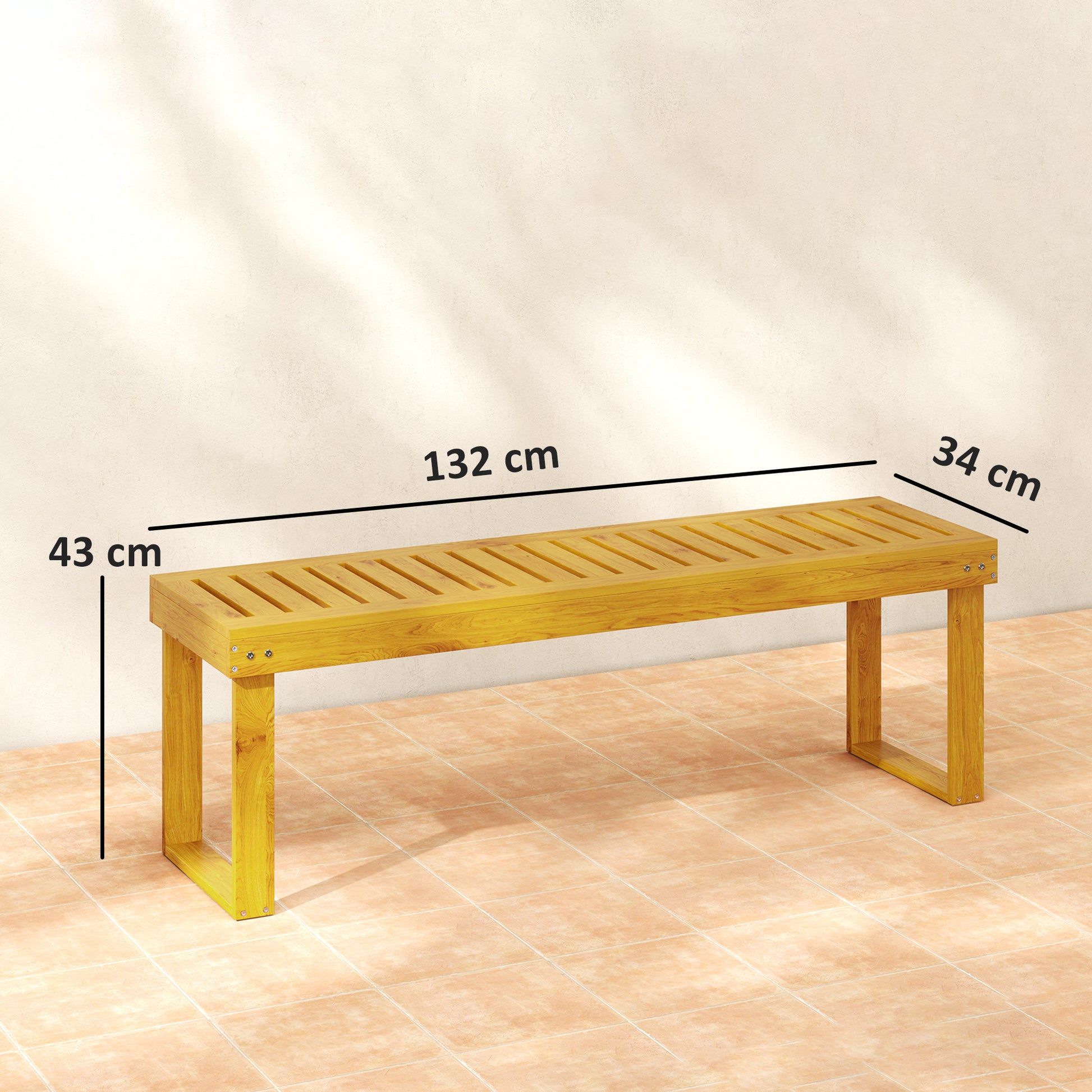 2-Seater Garden Bench, Weatherproof Wooden Bench, 300kg Load-bearing Park Bench with Slatted Seat, Garden Furniture, Bench for Garden, Balcony, Terrace Park, Yard, Veranda 128 x 51 x 73 cm, Teak