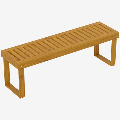 2-Seater Garden Bench, Weatherproof Wooden Bench, 300kg Load-bearing Park Bench with Slatted Seat, Garden Furniture, Bench for Garden, Balcony, Terrace Park, Yard, Veranda 128 x 51 x 73 cm, Teak