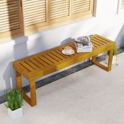 2-Seater Garden Bench, Weatherproof Wooden Bench, 300kg Load-bearing Park Bench with Slatted Seat, Garden Furniture, Bench for Garden, Balcony, Terrace Park, Yard, Veranda 128 x 51 x 73 cm, Teak