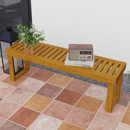 2-Seater Garden Bench, Weatherproof Wooden Bench, 300kg Load-bearing Park Bench with Slatted Seat, Garden Furniture, Bench for Garden, Balcony, Terrace Park, Yard, Veranda 128 x 51 x 73 cm, Teak