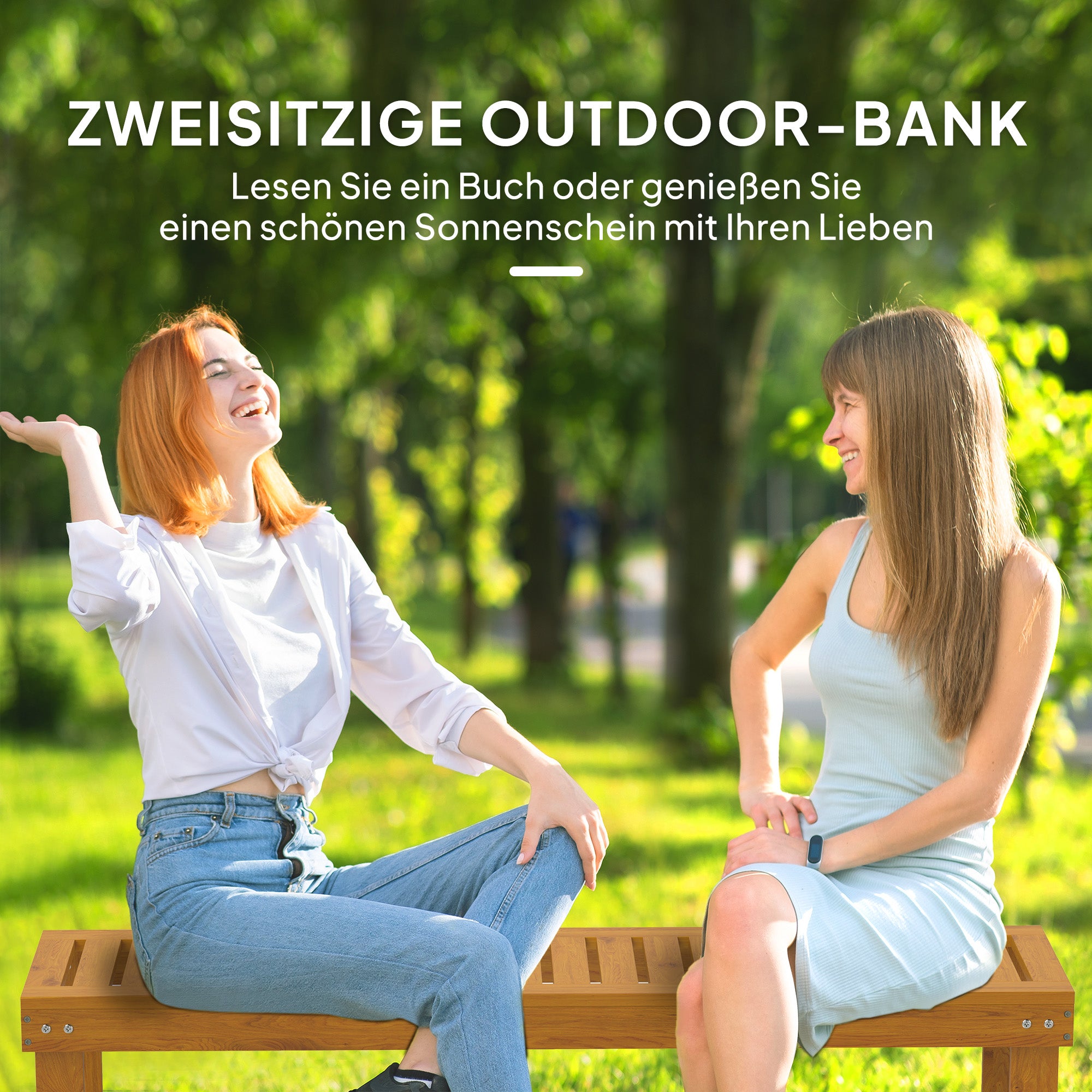 2-Seater Garden Bench, Weatherproof Wooden Bench, 300kg Load-bearing Park Bench with Slatted Seat, Garden Furniture, Bench for Garden, Balcony, Terrace Park, Yard, Veranda 128 x 51 x 73 cm, Teak
