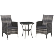 Poly Rattan Garden Furniture Set, Outdoor Lounge Balcony Furniture for 2 People, 3-Piece Seating Group, 2 Chairs, Table Seat Cushion, Garden Lounge for Garden, Terrace, Balcony, Dark Gray