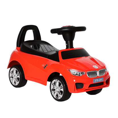 Ride-On Car for 18-36 Months Kids Ride-On Toy with Headlights, Music, Horn, Steering Wheel, Storage Space, and Push Handle 63.5x28x36 cm Red