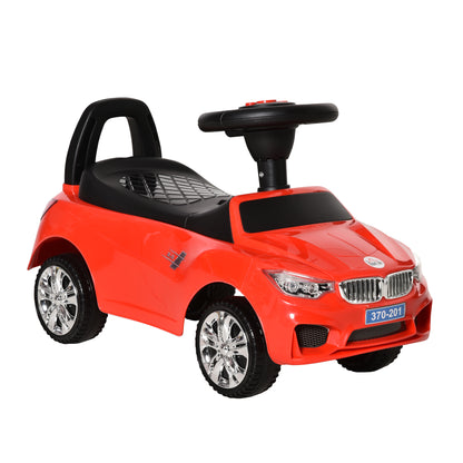 Ride-On Car for 18-36 Months Kids Ride-On Toy with Headlights, Music, Horn, Steering Wheel, Storage Space, and Push Handle 63.5x28x36 cm Red