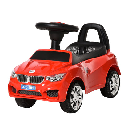 Ride-On Car for 18-36 Months Kids Ride-On Toy with Headlights, Music, Horn, Steering Wheel, Storage Space, and Push Handle 63.5x28x36 cm Red
