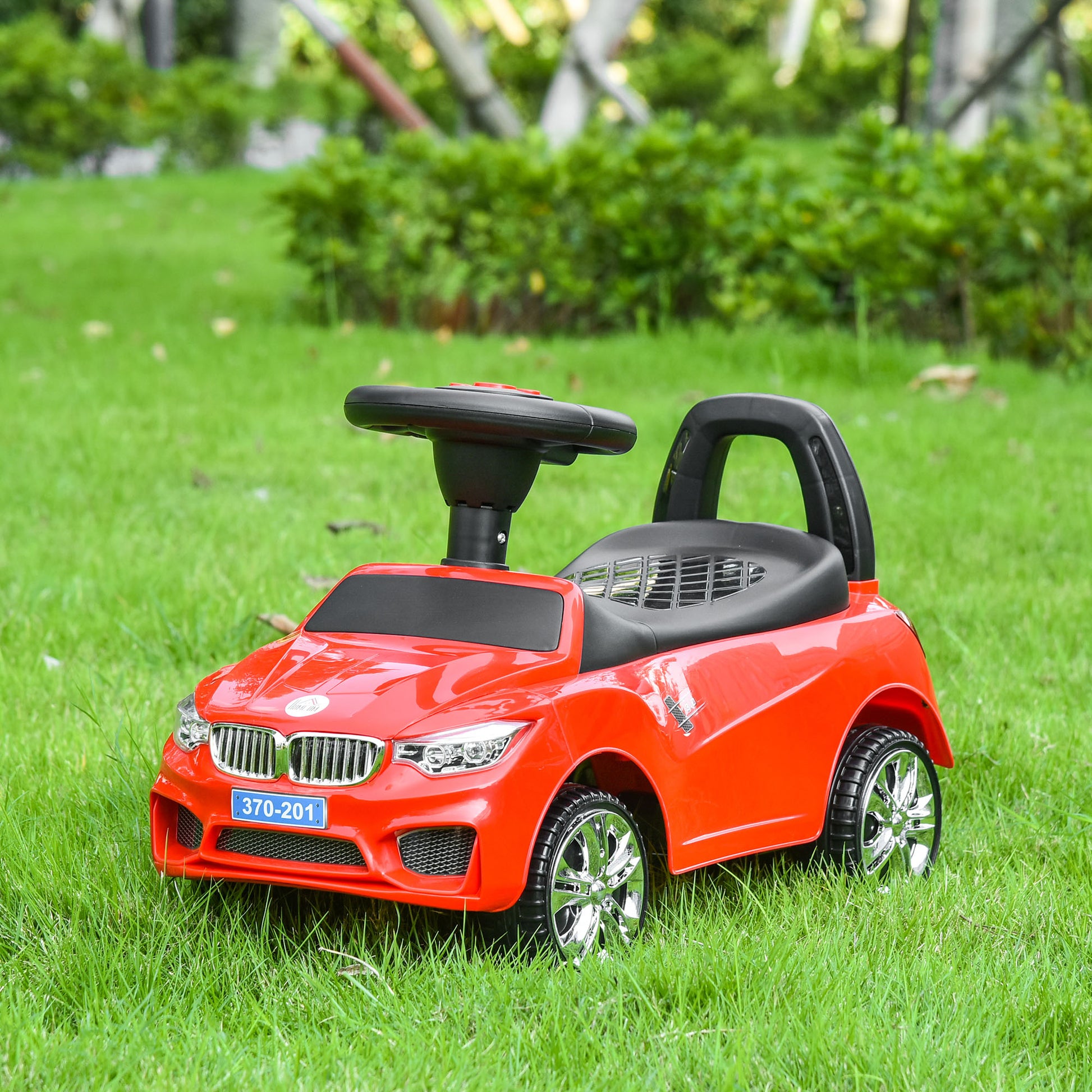 Ride-On Car for 18-36 Months Kids Ride-On Toy with Headlights, Music, Horn, Steering Wheel, Storage Space, and Push Handle 63.5x28x36 cm Red