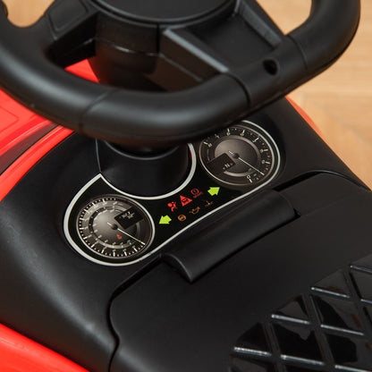 Ride-On Car for 18-36 Months Kids Ride-On Toy with Headlights, Music, Horn, Steering Wheel, Storage Space, and Push Handle 63.5x28x36 cm Red