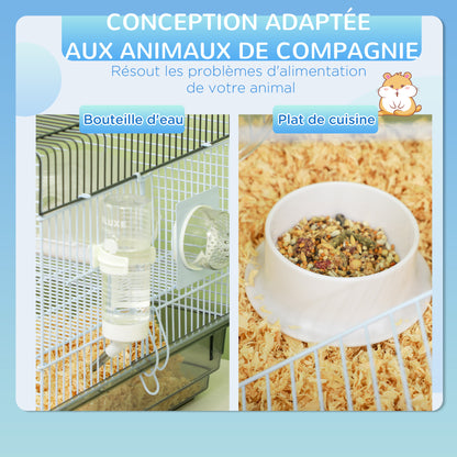 Hamster Cage, Rodent Cage, with Tunnel and Accessories Included, Hamster Cage, Handle, Steel Wire, 58 x 32 x 31 cm, Gray