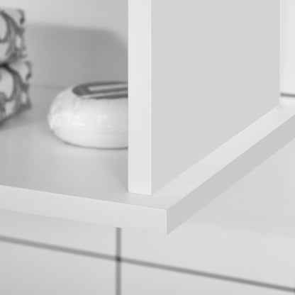 Wall Mounted Bathroom Cabinet Multi-purpose Suspended Bathroom Furniture Hanging Storage Cabinet with 2 Slat Doors Adjustable Shelf and Compartment 60x20x70 cm White