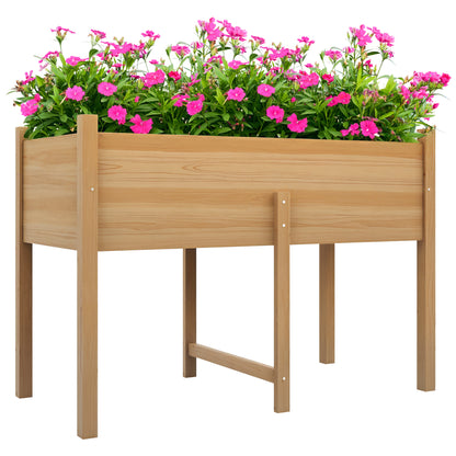 Raised Urban Garden Wooden Planting Table 115x55x80 cm Planter with Non-Woven Fabric for Growing Plants Flowers Vegetables Natural
