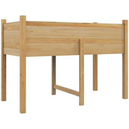 Raised Urban Garden Wooden Planting Table 115x55x80 cm Planter with Non-Woven Fabric for Growing Plants Flowers Vegetables Natural