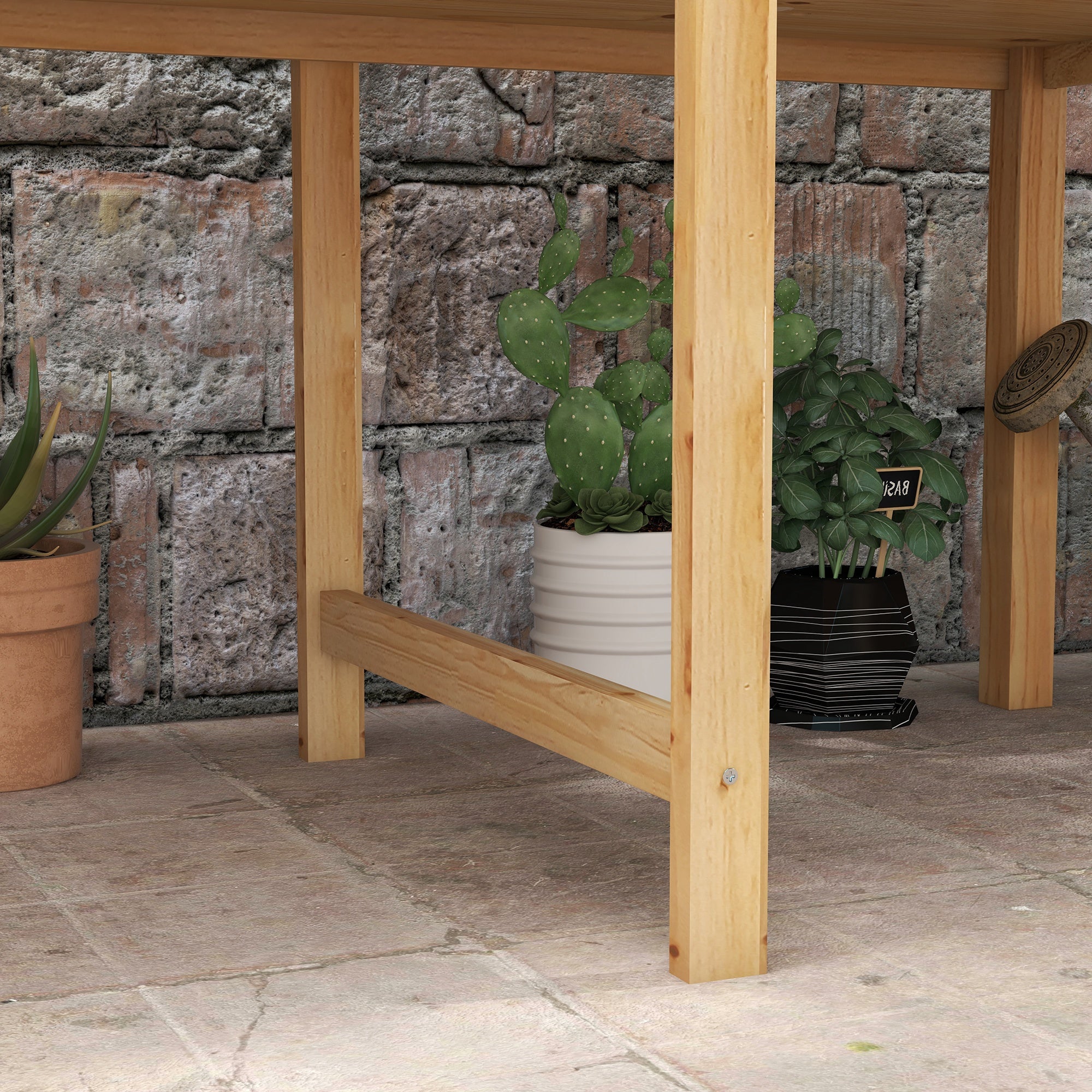 Raised Urban Garden Wooden Planting Table 115x55x80 cm Planter with Non-Woven Fabric for Growing Plants Flowers Vegetables Natural