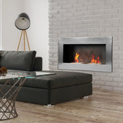 Wall-Mounted Built-in Bioethanol Fireplace with 2 x 0.9 L Burner, approximately 3 hours of burning time 110L x 14W x 54H cm Covering 25-30 m² Stainless Steel