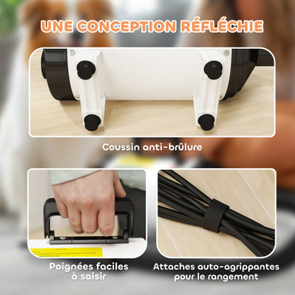 Dog Hair Dryer, Professional Dog Blower 2200W with 3 Different Nozzles, Low Noise Pet Hair Dryer, 3 Adjustable Temperatures, Variable Wind Speed, White