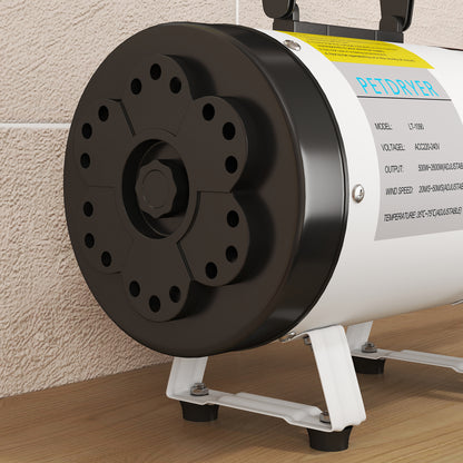 Dog Hair Dryer, Professional Dog Blower 2200W with 3 Different Nozzles, Low Noise Pet Hair Dryer, 3 Adjustable Temperatures, Variable Wind Speed, White