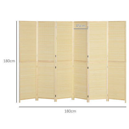Bamboo Indoor Room Divider 6 Panels 106.3 x 70.9 inches Folding Room Separator - Natural