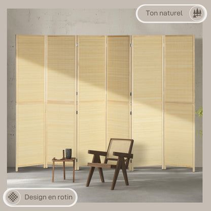 Bamboo Indoor Room Divider 6 Panels 106.3 x 70.9 inches Folding Room Separator - Natural