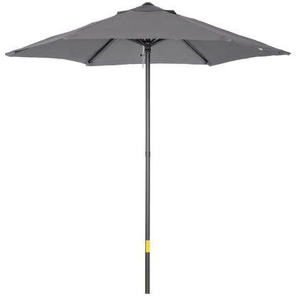 Umbrella Ø196 cm, hexagonal balcony umbrella beach umbrella windproof stable market umbrella crank umbrella sun protection for beach balcony garden, Dark Grey