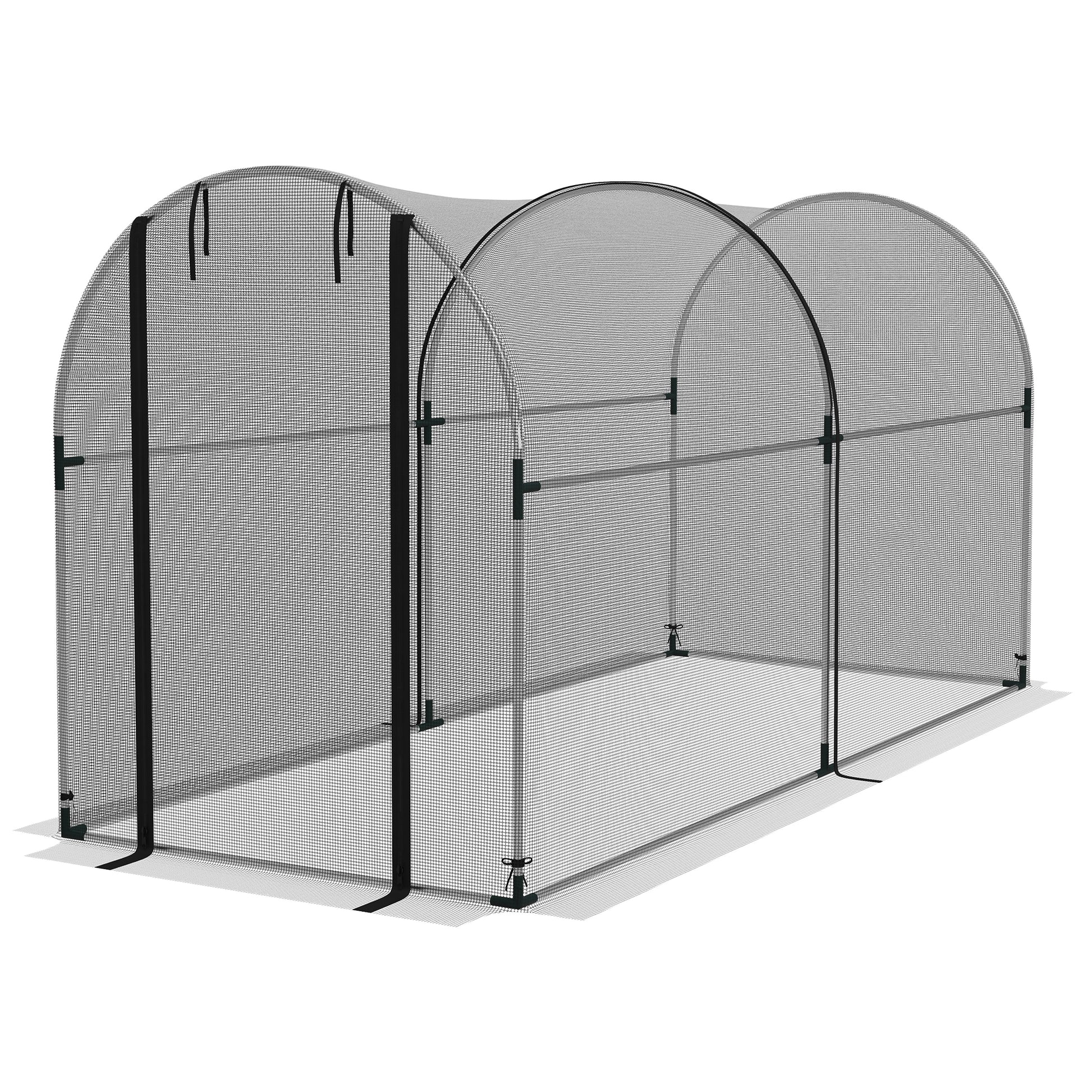 Plant Protection Cage with Support Beams, Zippered Door, and Anti-UV for Protecting Plants in Garden, Terrace, Patio 120x300x146 cm Black
