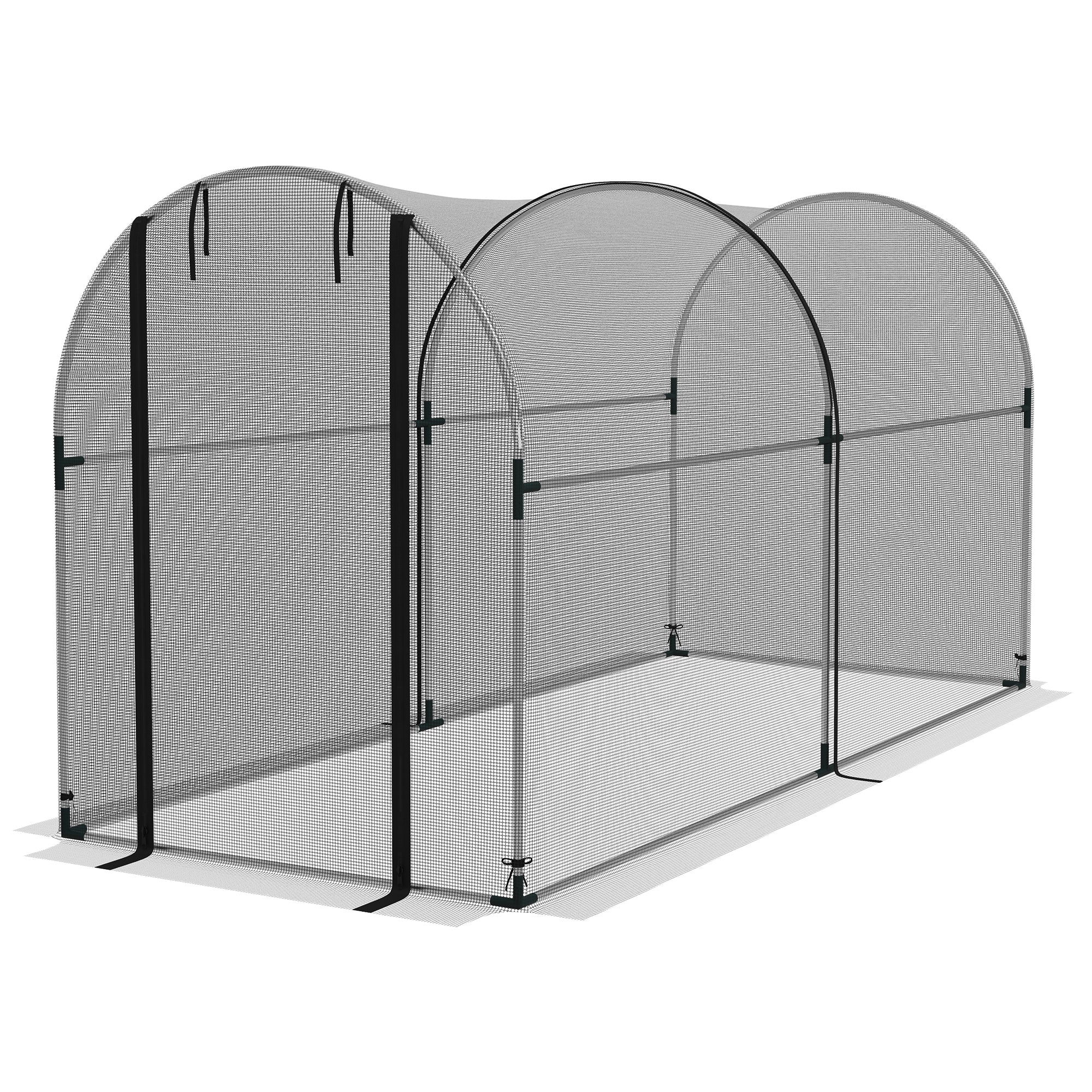 Plant Protection Cage with Support Beams, Zippered Door, and Anti-UV for Protecting Plants in Garden, Terrace, Patio 120x300x146 cm Black