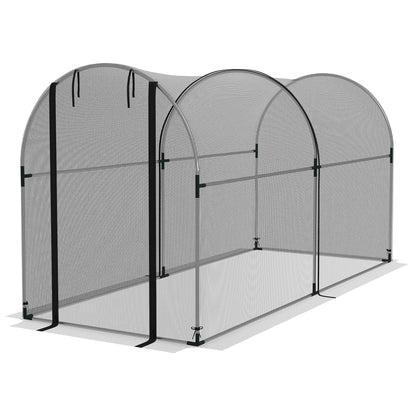 Plant Protection Cage with Support Beams, Zippered Door, and Anti-UV for Protecting Plants in Garden, Terrace, Patio 120x300x146 cm Black