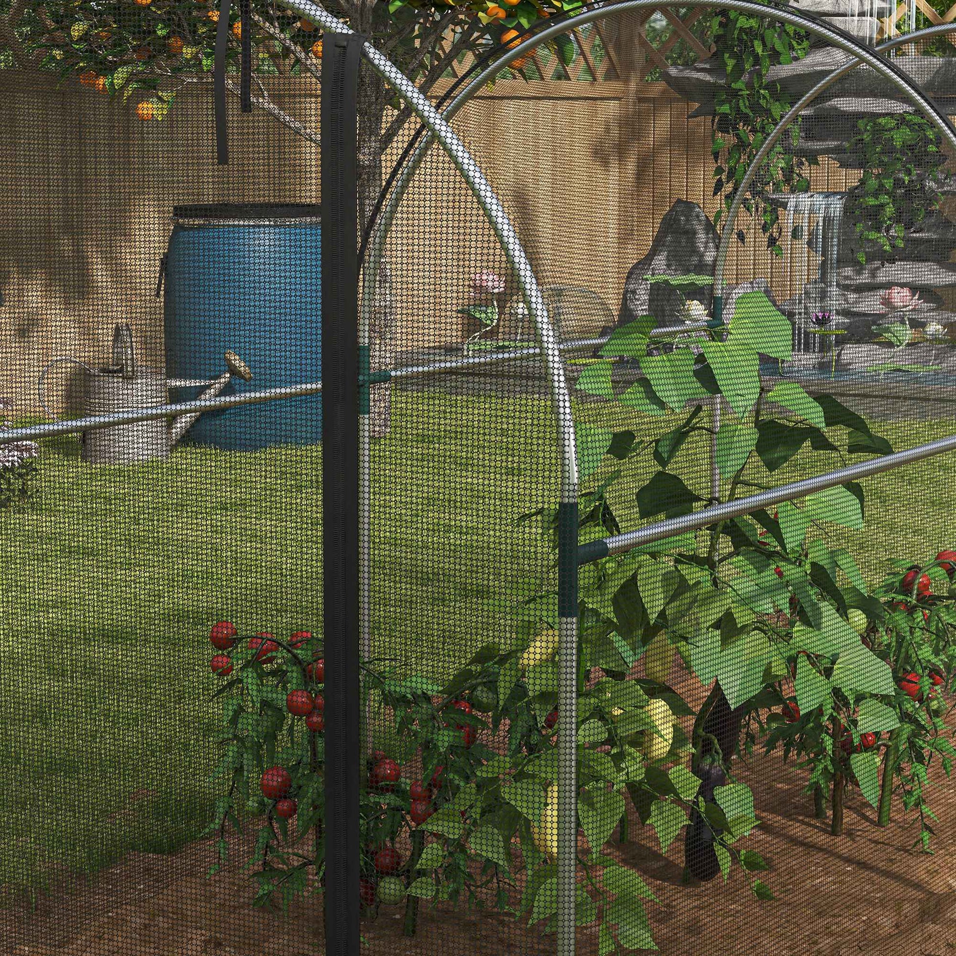 Plant Protection Cage with Support Beams, Zippered Door, and Anti-UV for Protecting Plants in Garden, Terrace, Patio 120x300x146 cm Black
