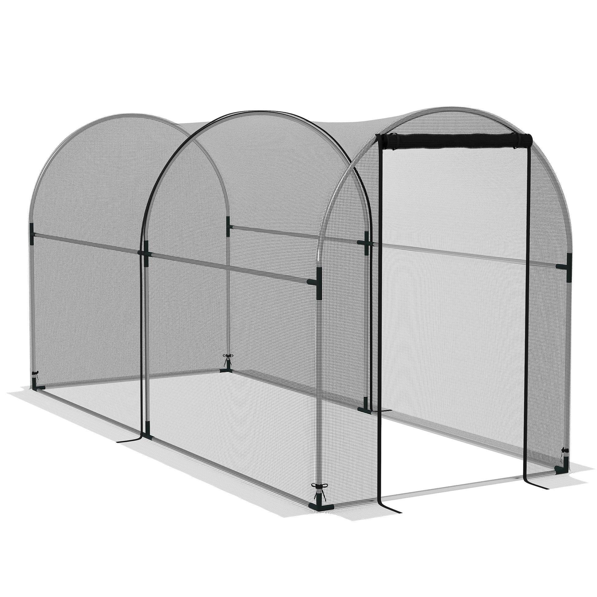 Plant Protection Cage with Support Beams, Zippered Door, and Anti-UV for Protecting Plants in Garden, Terrace, Patio 120x300x146 cm Black