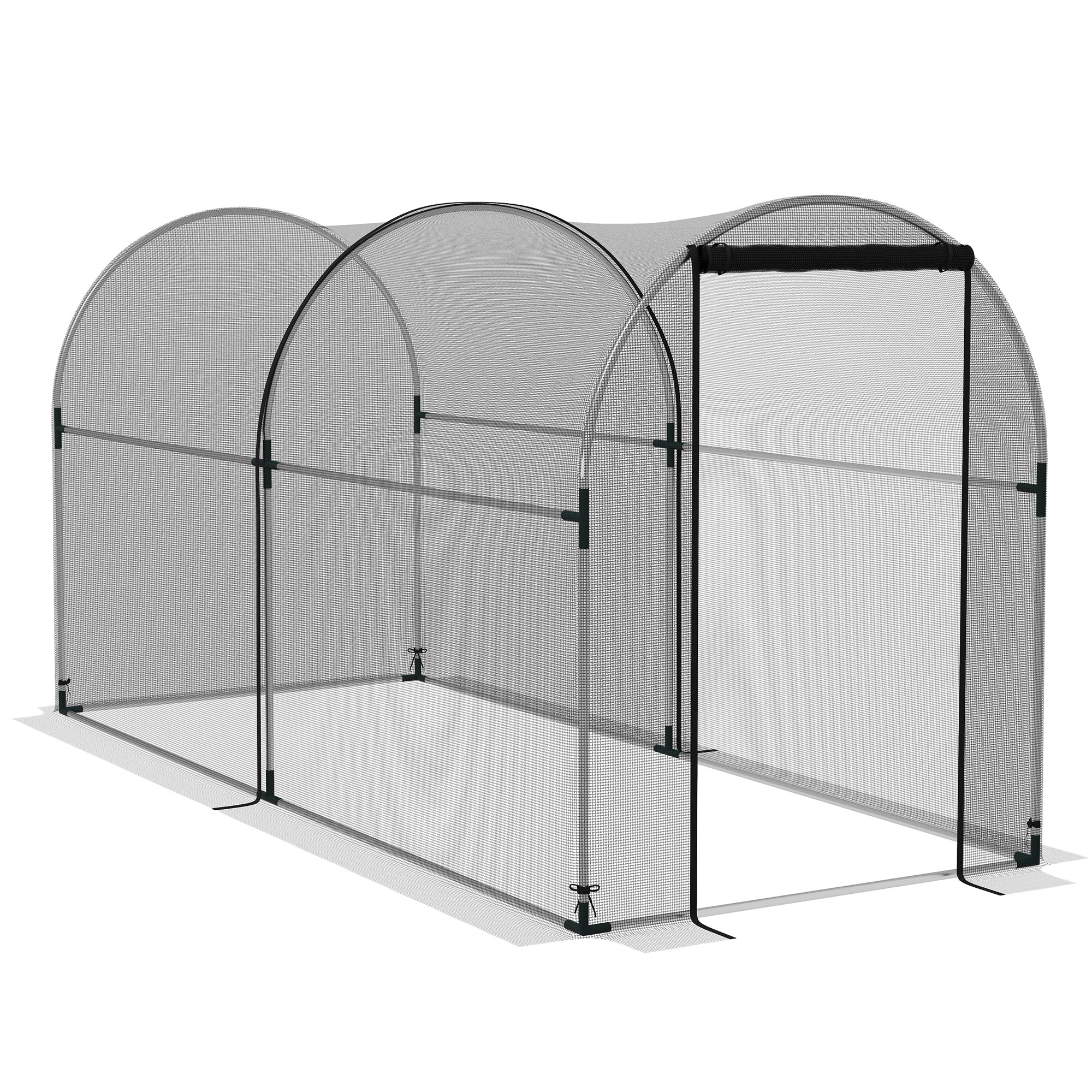Plant Protection Cage with Support Beams, Zippered Door, and Anti-UV for Protecting Plants in Garden, Terrace, Patio 120x300x146 cm Black