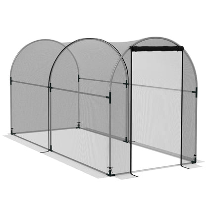 Plant Protection Cage with Support Beams, Zippered Door, and Anti-UV for Protecting Plants in Garden, Terrace, Patio 120x300x146 cm Black