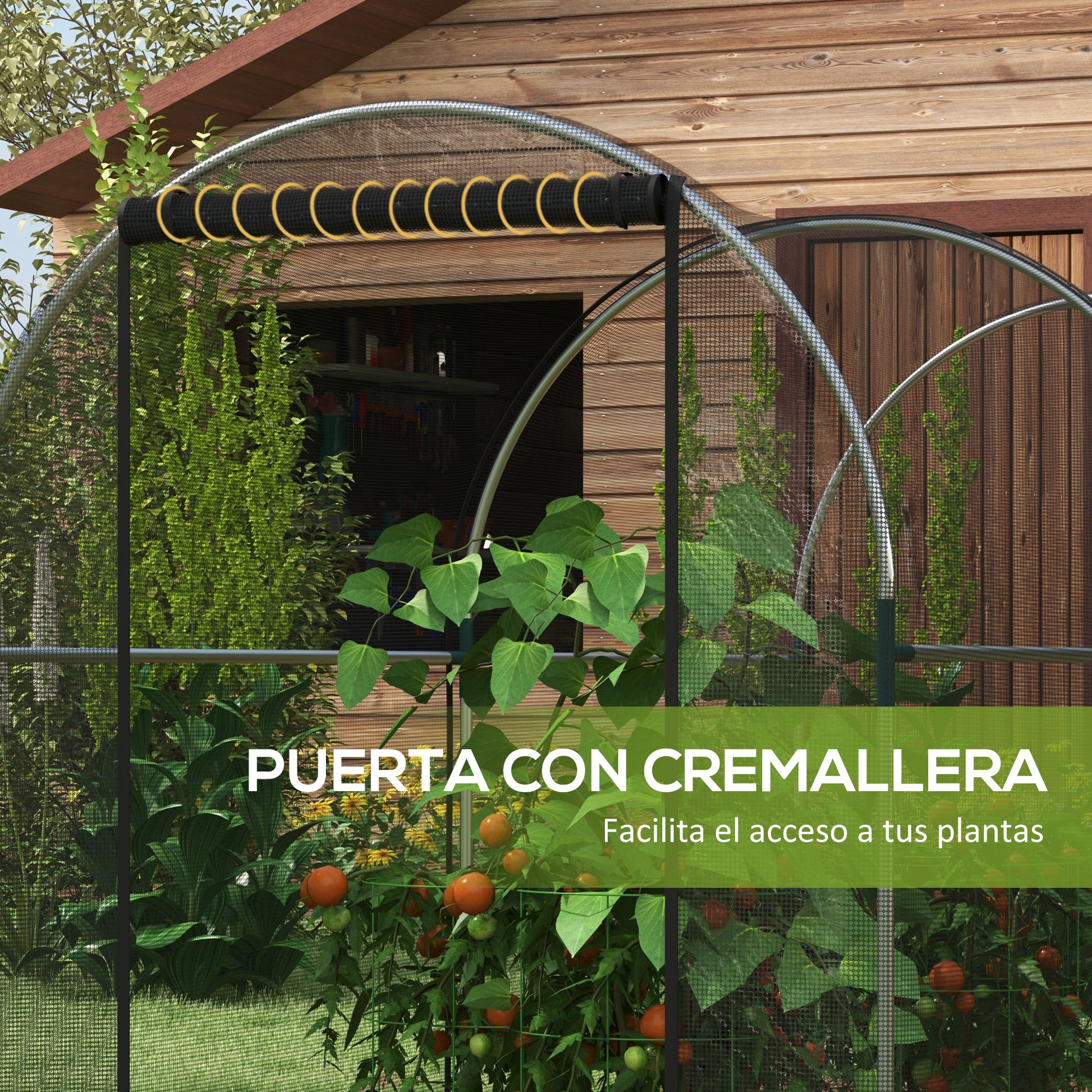 Plant Protection Cage with Support Beams, Zippered Door, and Anti-UV for Protecting Plants in Garden, Terrace, Patio 120x300x146 cm Black