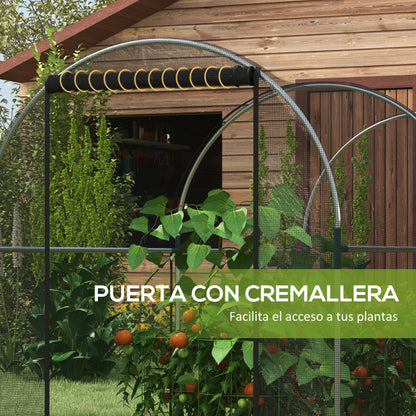 Plant Protection Cage with Support Beams, Zippered Door, and Anti-UV for Protecting Plants in Garden, Terrace, Patio 120x300x146 cm Black