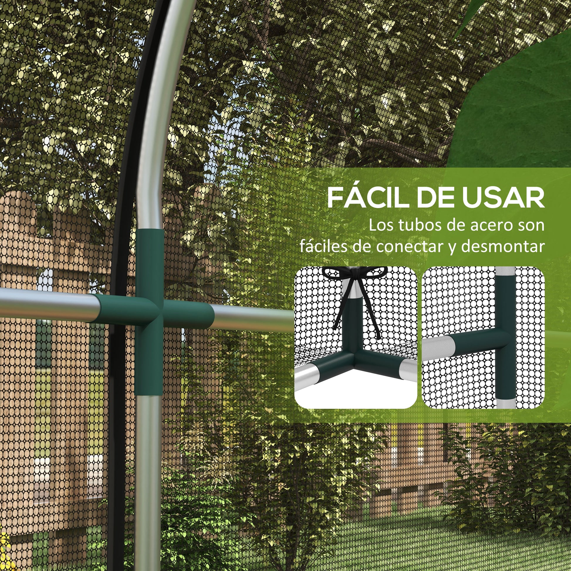 Plant Protection Cage with Support Beams, Zippered Door, and Anti-UV for Protecting Plants in Garden, Terrace, Patio 120x300x146 cm Black