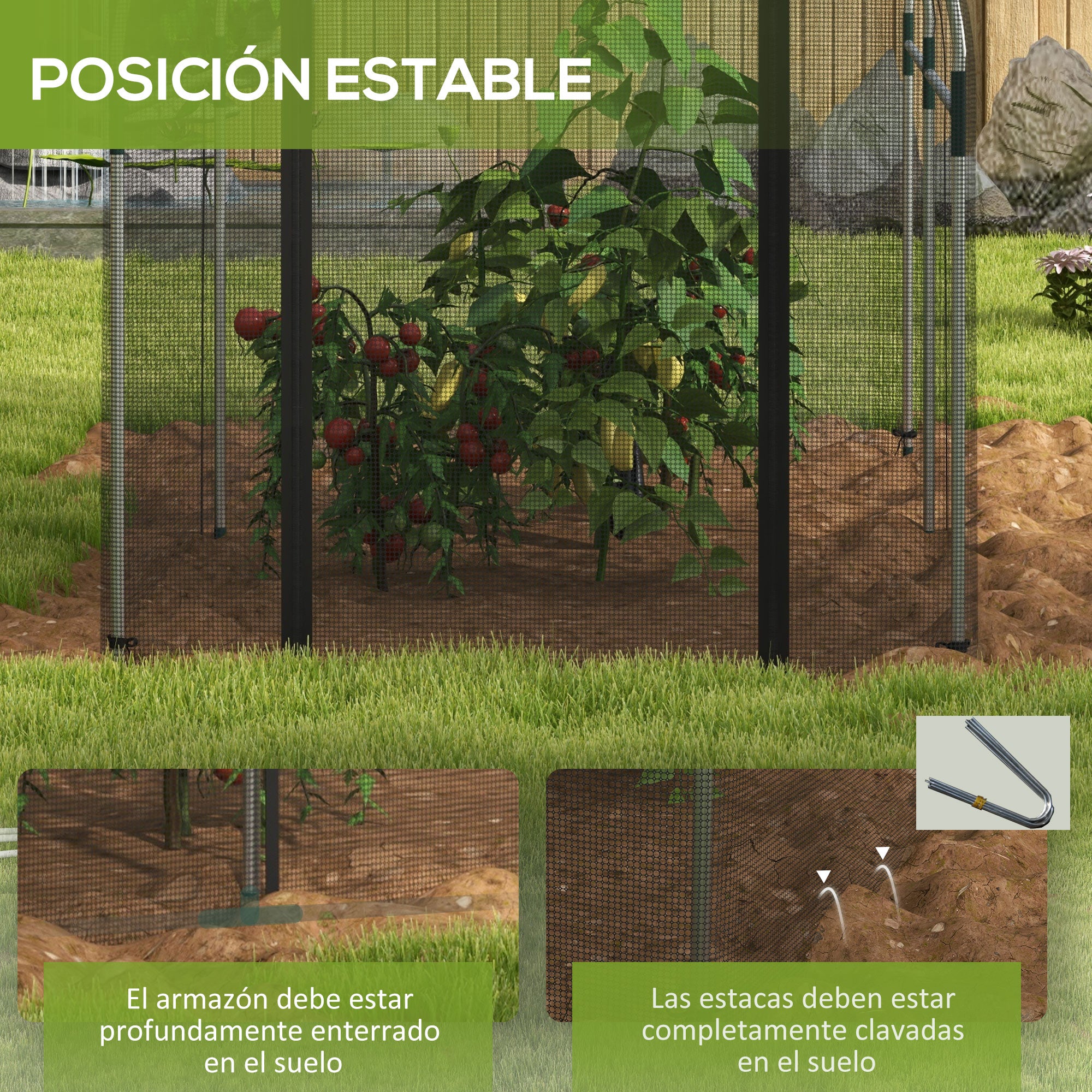 Plant Protection Cage with Support Beams, Zippered Door, and Anti-UV for Protecting Plants in Garden, Terrace, Patio 120x300x146 cm Black