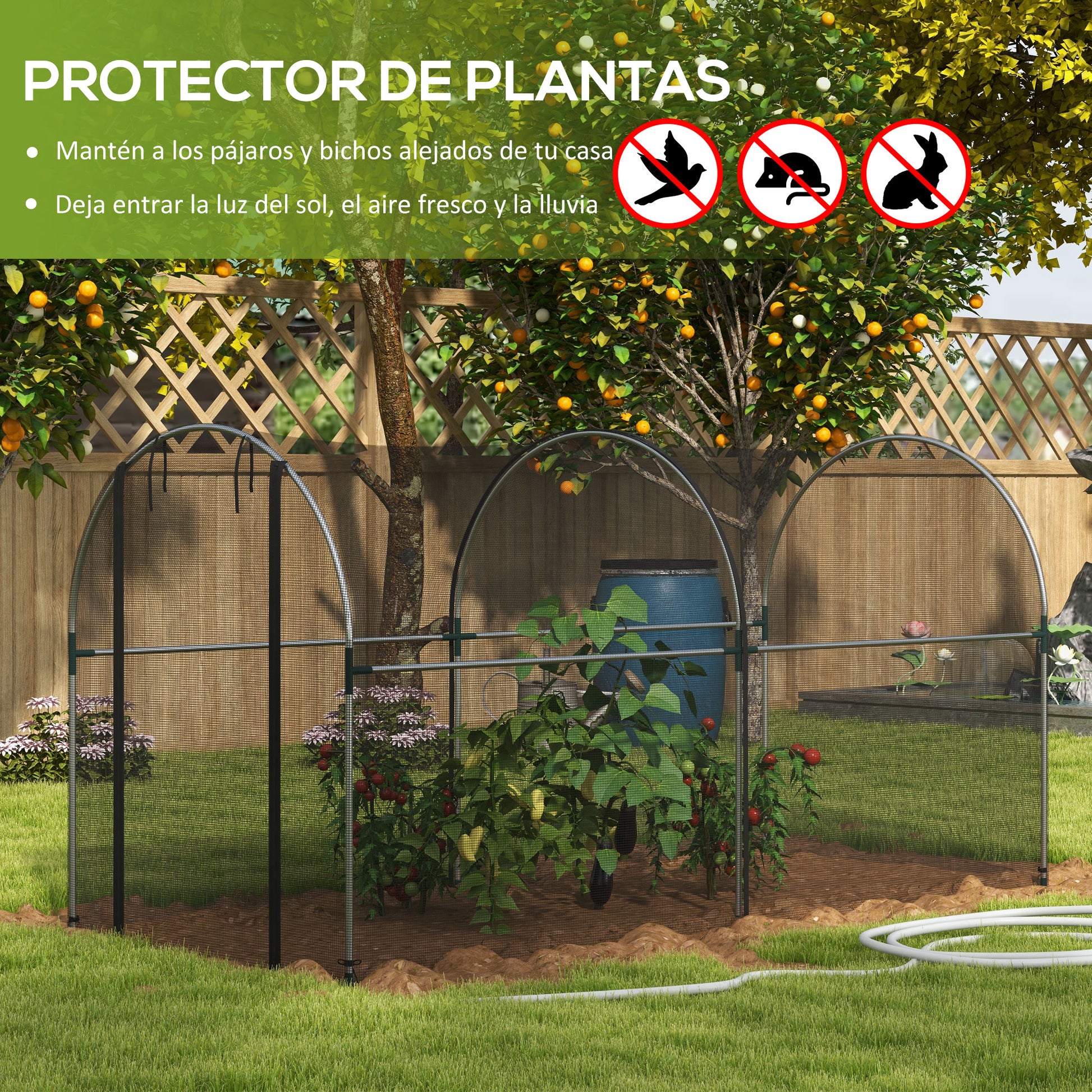 Plant Protection Cage with Support Beams, Zippered Door, and Anti-UV for Protecting Plants in Garden, Terrace, Patio 120x300x146 cm Black