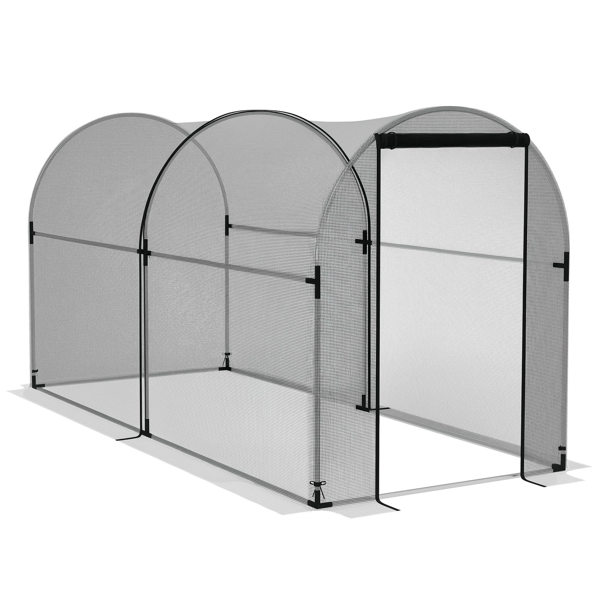 Plant Protection Cage with Support Beams, Zippered Door, and Anti-UV for Protecting Plants in Garden, Terrace, Patio 120x300x146 cm Black