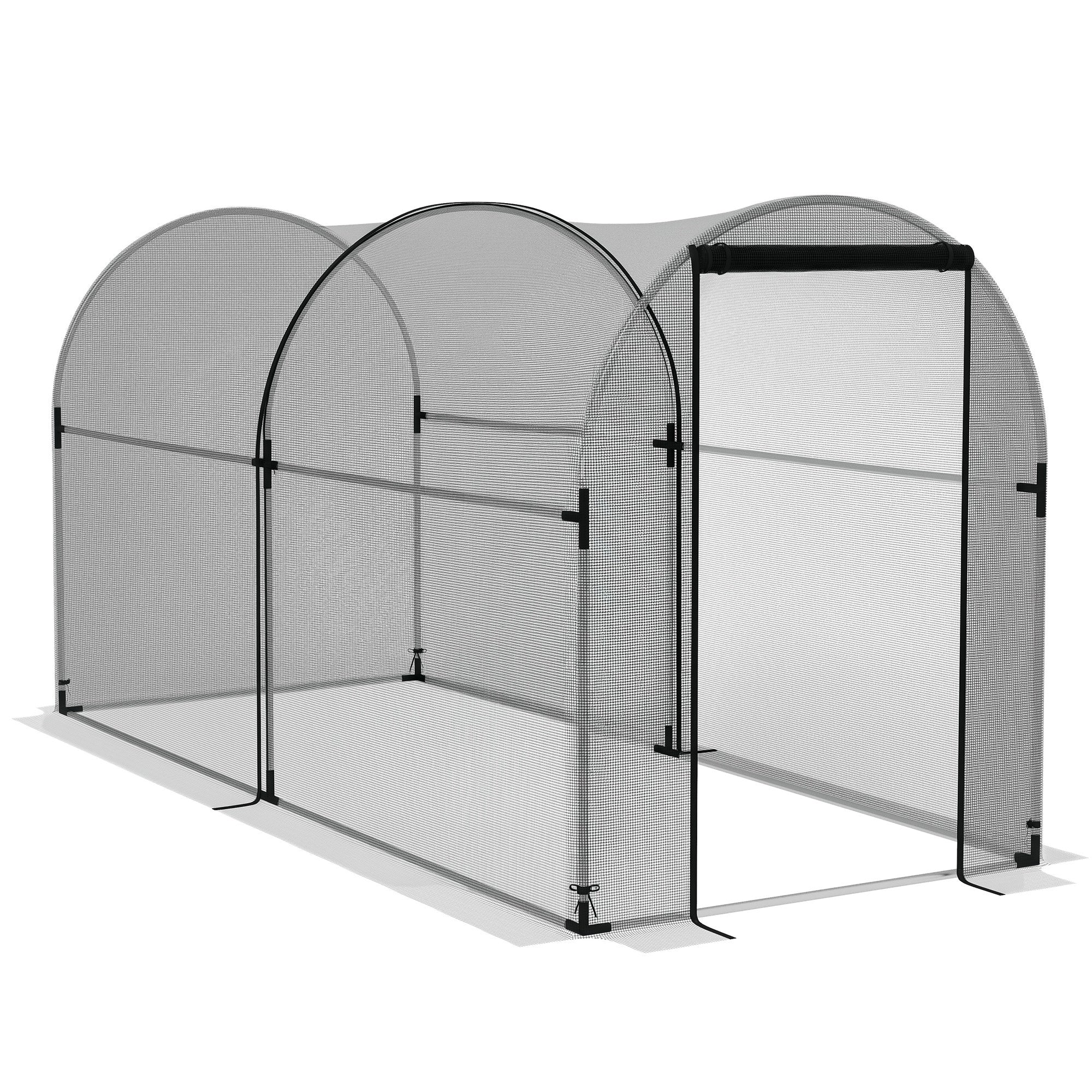 Plant Protection Cage with Support Beams, Zippered Door, and Anti-UV for Protecting Plants in Garden, Terrace, Patio 120x300x146 cm Black