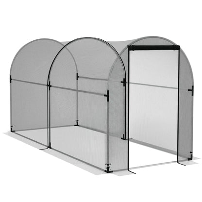 Plant Protection Cage with Support Beams, Zippered Door, and Anti-UV for Protecting Plants in Garden, Terrace, Patio 120x300x146 cm Black