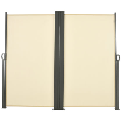 Double Side Store Privacy Screen Retractable Windbreak dim. 6L x 1.80H m High Density UV-resistant 180 g/m² Polyester Cream