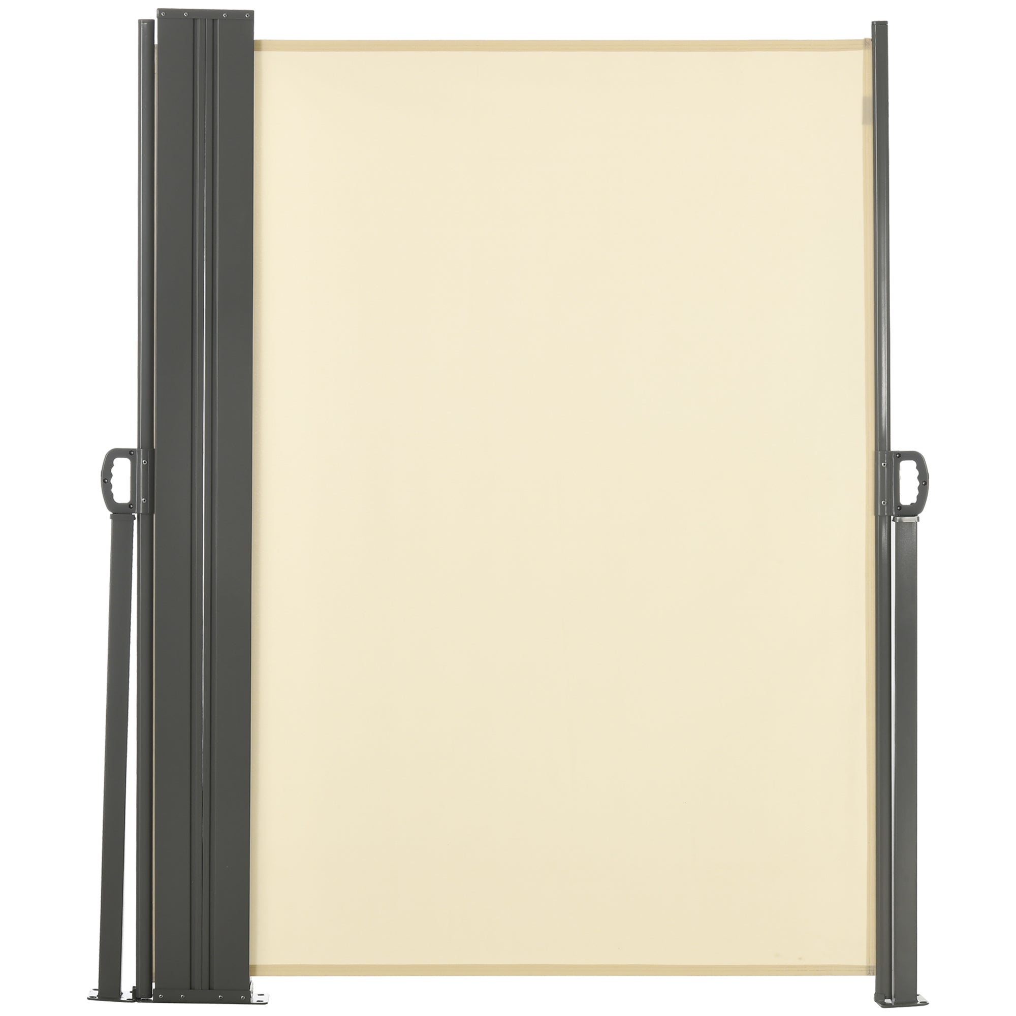 Double Side Store Privacy Screen Retractable Windbreak dim. 6L x 1.80H m High Density UV-resistant 180 g/m² Polyester Cream