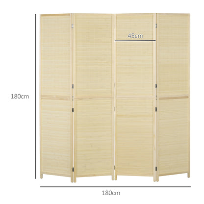 Bamboo Indoor Room Divider 4 Panels 180 x 180 cm Foldable Room Separator - Natural