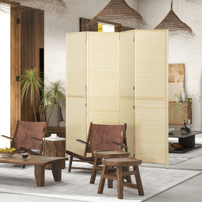Bamboo Indoor Room Divider 4 Panels 180 x 180 cm Foldable Room Separator - Natural