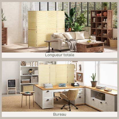 Bamboo Indoor Room Divider 4 Panels 180 x 180 cm Foldable Room Separator - Natural