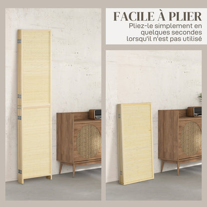 Bamboo Indoor Room Divider 4 Panels 180 x 180 cm Foldable Room Separator - Natural