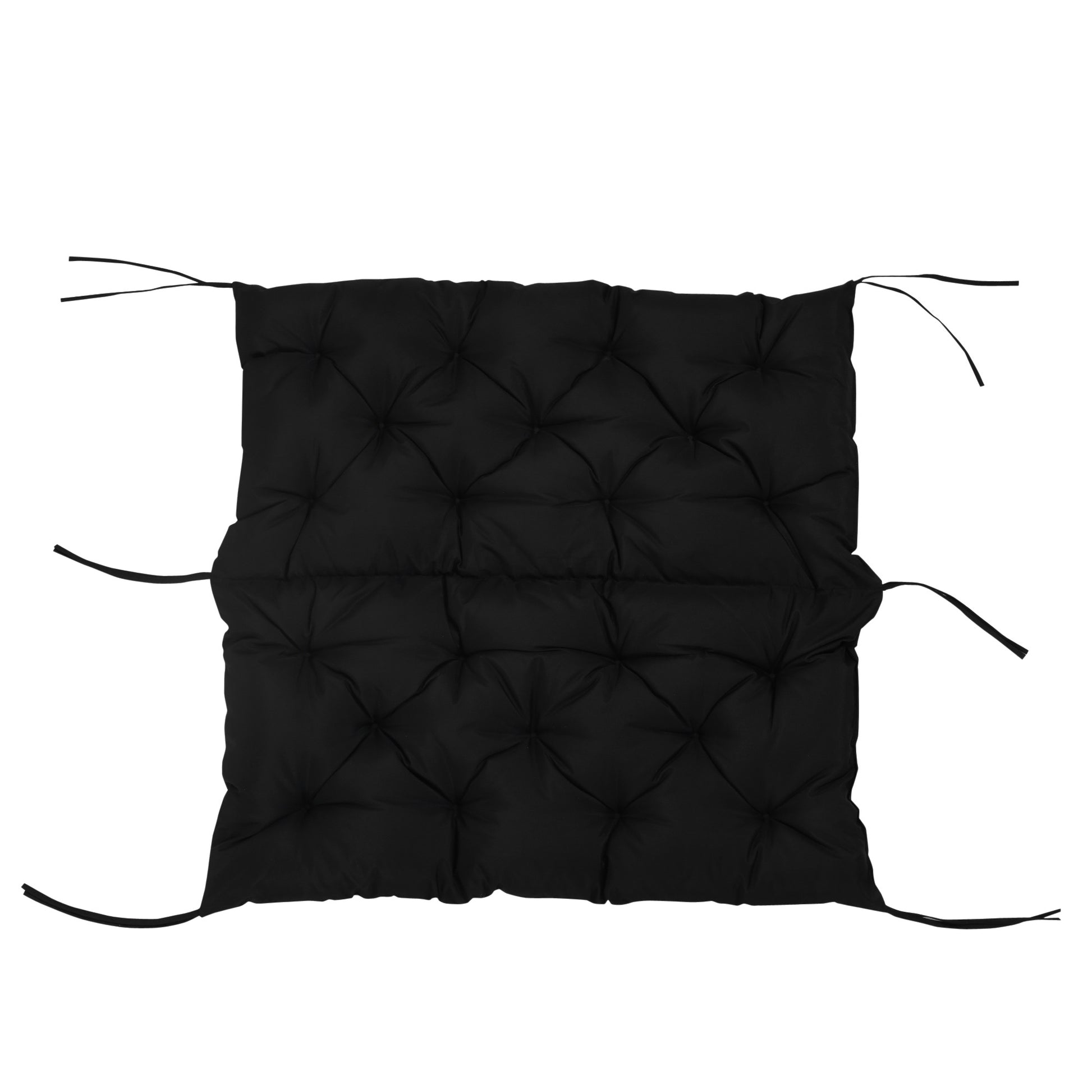 2 Seater Bench Cushion 100 x 98 x 8 cm Seat Cushion with Straps Back Cushion for Indoor/Outdoor Padding Cushion for Bench Garden Bench Garden Furniture Swing Seats Black