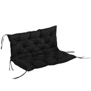 2 Seater Bench Cushion 100 x 98 x 8 cm Seat Cushion with Straps Back Cushion for Indoor/Outdoor Padding Cushion for Bench Garden Bench Garden Furniture Swing Seats Black