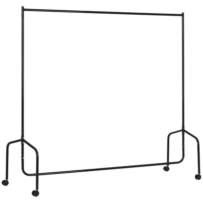 Clothes Rack with Wheels Solid Clothes Rail Coat Stand Load 140 Kg 180 x 60 x 170 cm Black Steel